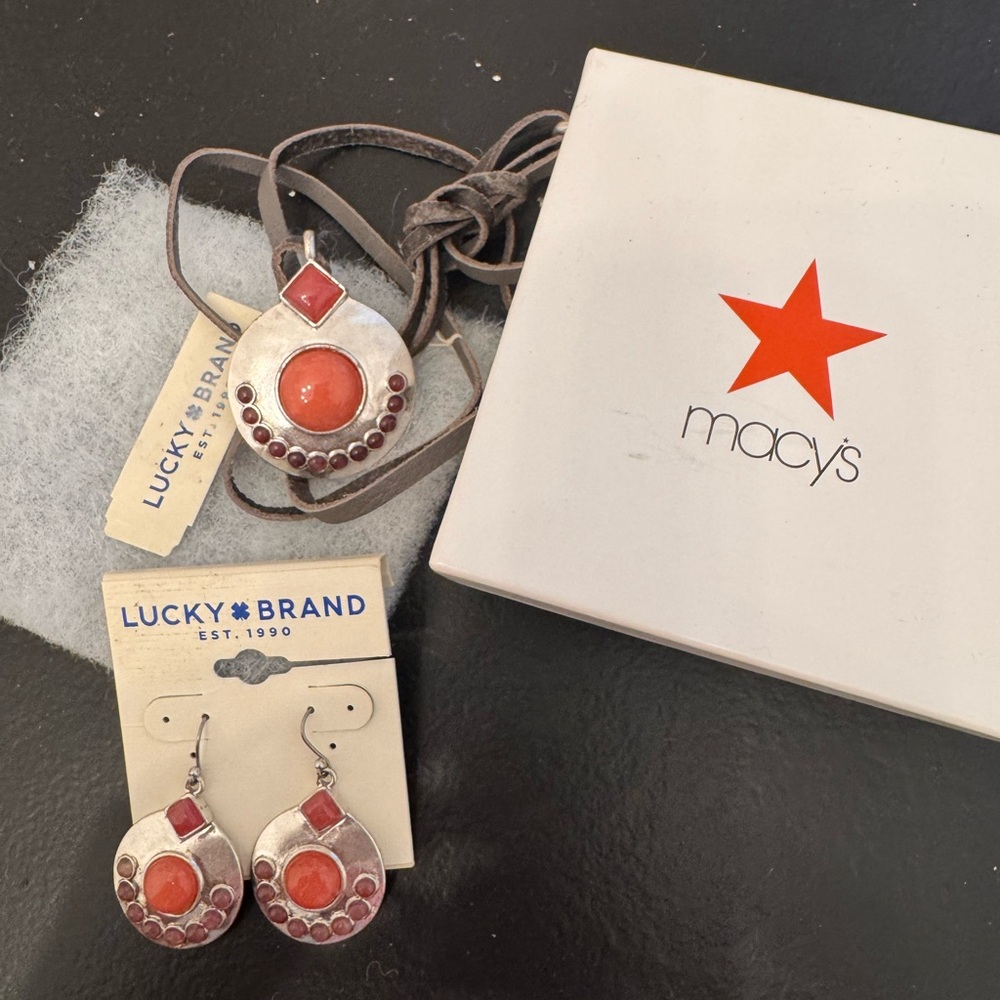 Lucky Brand Red and Silver Pendant Necklace